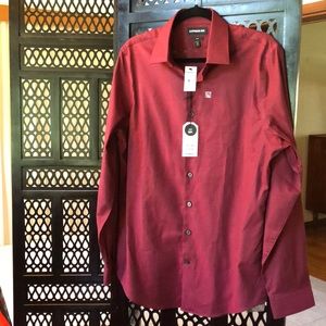 Express fitted long sleeve maroon shirt